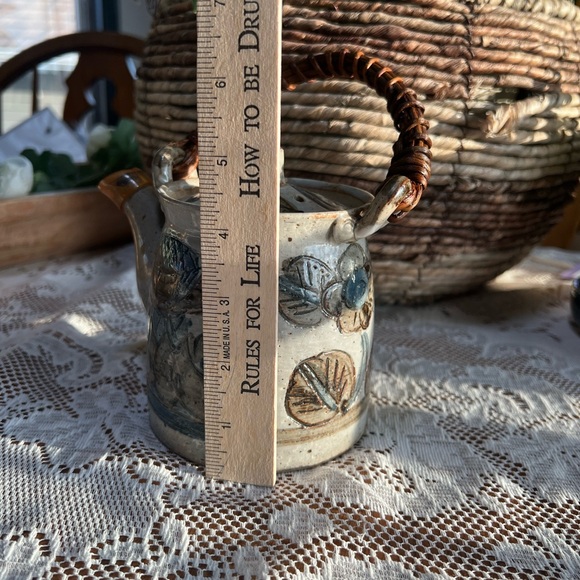 Otagiri Ceramic Tea Set with Blue and Gray Leaf Motif with 4 cups no chips noted - Picture 9 of 12